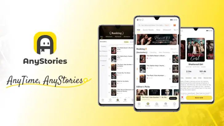 AnyStories - Romaner & Bøker feature graphic