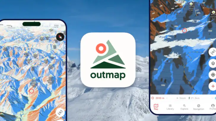 Outmap: Ski & Snowboard Maps feature graphic