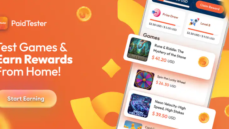 Paid Tester: Play, Test & Earn feature graphic