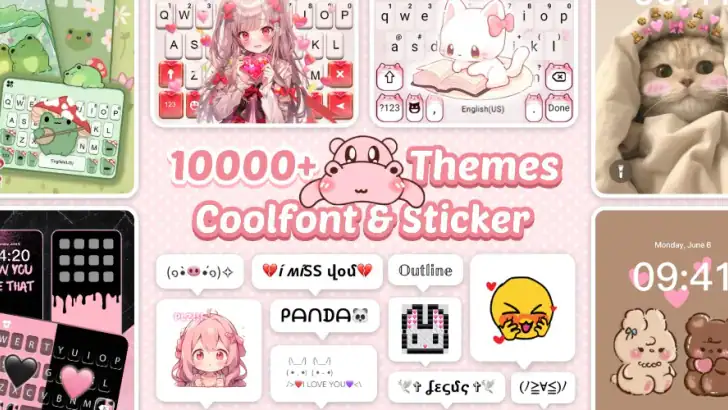 Pink Cute Hippo Tastatur feature graphic
