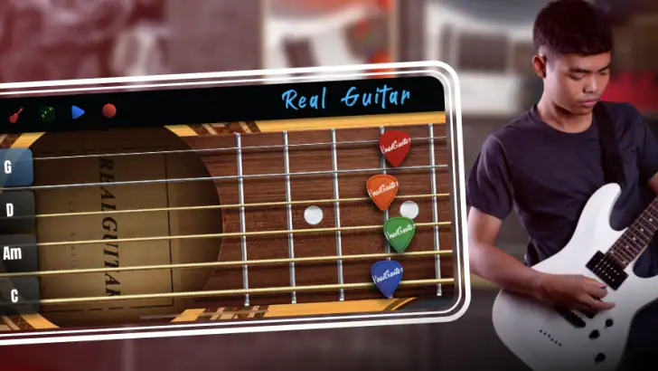 Real Guitar: spille gitar feature graphic