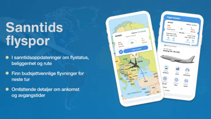 Sporing av flyreiser i sanntid feature graphic