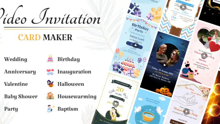 Video Invitation Card Maker feature graphic