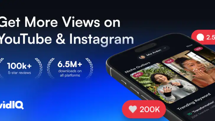 vidIQ for YouTube & Instagram feature graphic