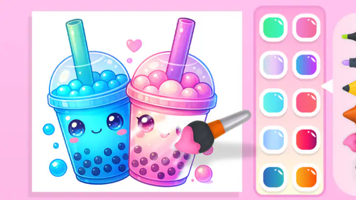 Boba Tea Coloring Games Kids feature graphic