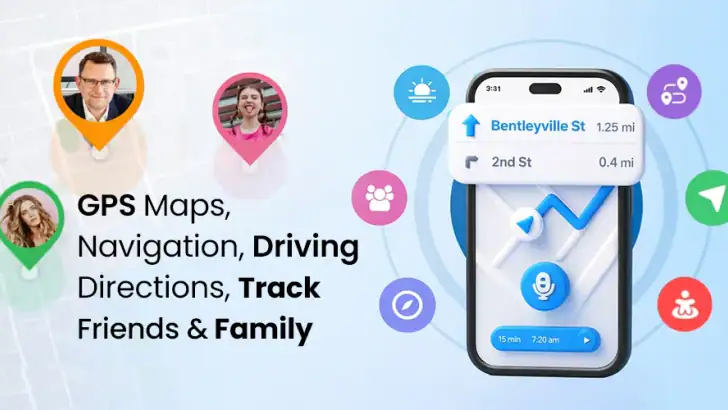 GPS, Kartor, Röstnavigation feature graphic