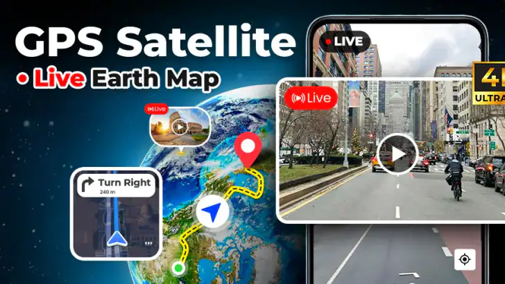 GPS satellit live jordkarta feature graphic