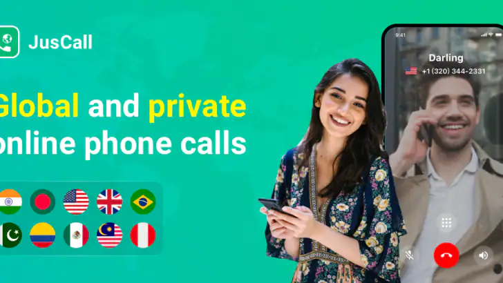 JusCall -Globala telefonsamtal feature graphic