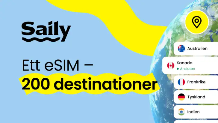 Saily: eSIM-kort för mobildata feature graphic
