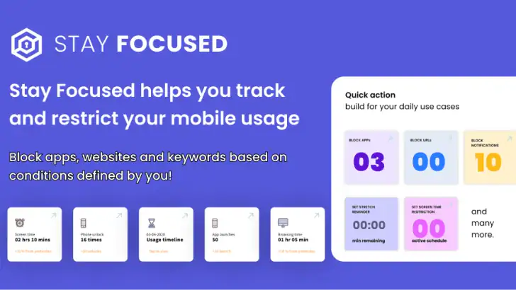Stay Focused: Site/App Blocker feature graphic