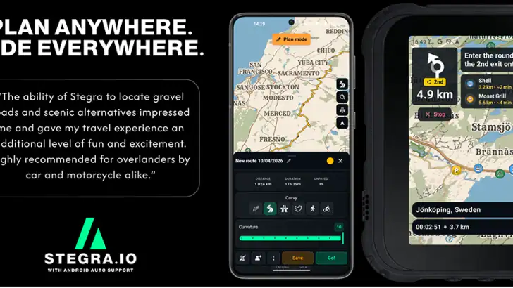Stegra.io - Motorcykel-GPS feature graphic