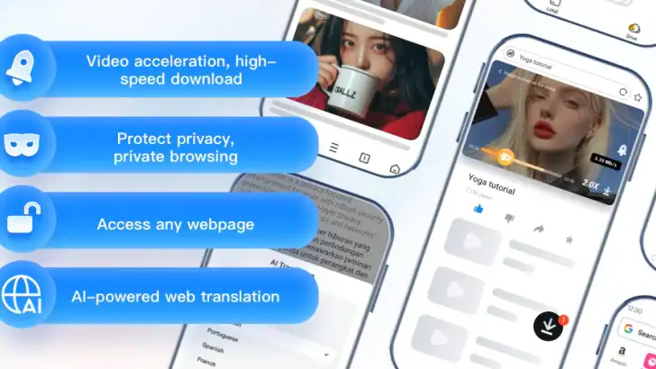 UC Browser-Safe, Fast, Private feature graphic