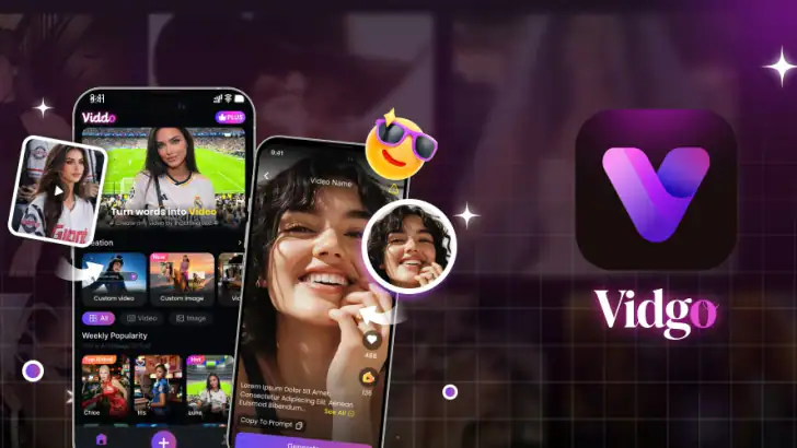 Vidgo: AI Video Photo Maker feature graphic