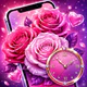 Fond d'écran horloge roses icon