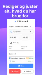 Arbejdede timer screenshot