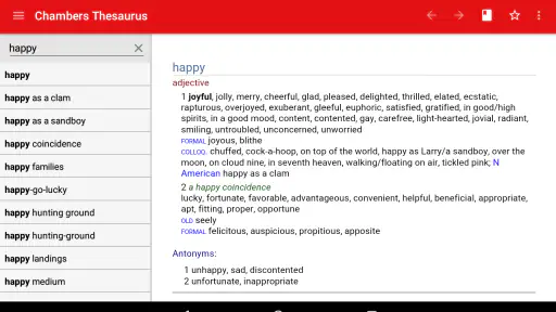 Chambers Thesaurus screenshot