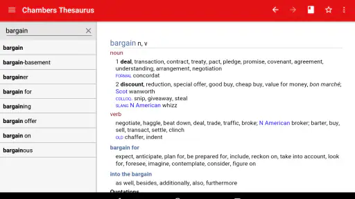Chambers Thesaurus screenshot