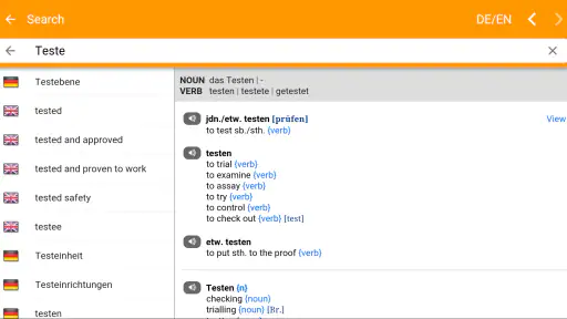 dict.cc dictionary screenshot