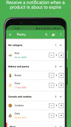 Indkøbsliste og spisekammer screenshot