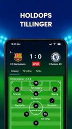 Live fodboldresultater screenshot