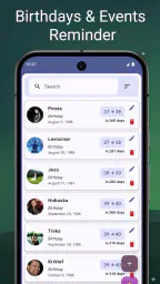 Navnedager og bursdager screenshot
