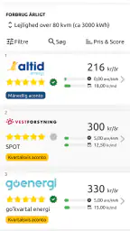 Strømligning elpriser screenshot