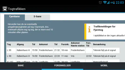 Togtrafikken — tog i realtid screenshot