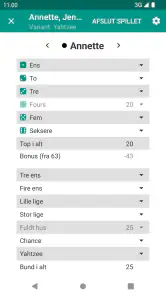 Yatzy Scoring Card til Yahtzee screenshot