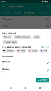 Yatzy Scoring Card til Yahtzee screenshot