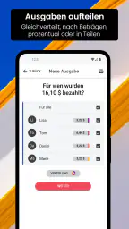 Cashinator - Ausgaben teilen screenshot