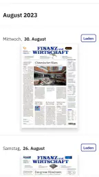 Finanz und Wirtschaft E-Paper screenshot