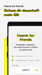 fraenk: Die Mobilfunk App screenshot