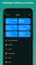 Gasverbrauch app, Zählerstände screenshot