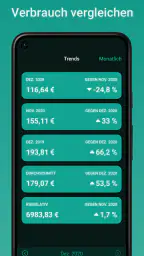 Gasverbrauch app, Zählerstände screenshot
