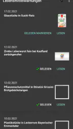 Lebensmittelwarnung screenshot