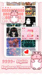 Pink Cute Hippo Themen screenshot