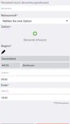Reisekosten für DB Mitarbeiter screenshot