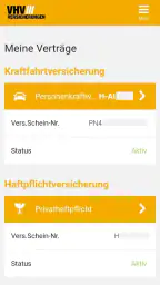 VHV Kundenportal screenshot
