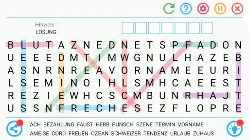 Wortsuche Spiel auf Deutsch screenshot