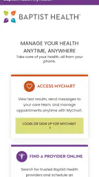Baptist Health MyHealth screenshot