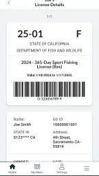CDFW License screenshot