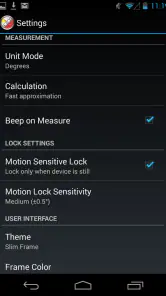 Clinometer + bubble level screenshot