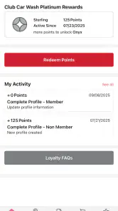 Club Car Wash Mobile App screenshot