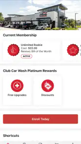 Club Car Wash Mobile App screenshot