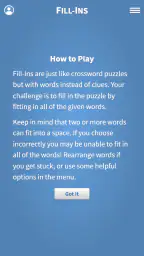Fill-Ins · Word Fit Puzzles screenshot