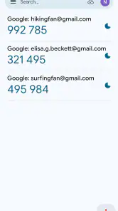 Google Authenticator screenshot