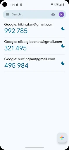 Google Authenticator screenshot