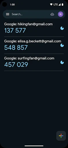 Google Authenticator screenshot