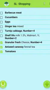 Inventory and Shopping list screenshot