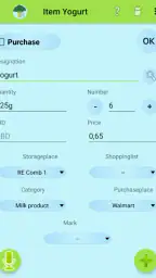 Inventory and Shopping list screenshot